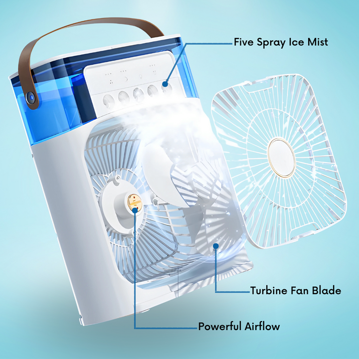 Cheerified 4-in-1 USB-C Powered Personal Portable Mist Air Fan Cum Humidifier With Water Spray