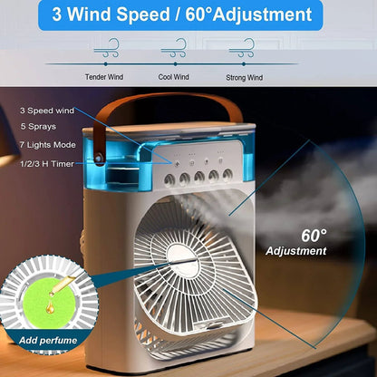 Cheerified 4-in-1 USB-C Powered Personal Portable Mist Air Fan Cum Humidifier With Water Spray